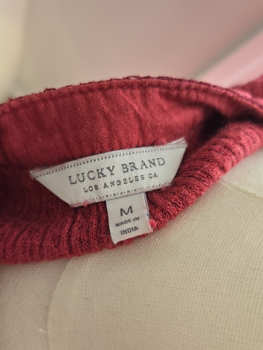 Lucky Brand Red Long-Sleeve Knit Tunic with V-Notch and Chevron Trim - Picture 2 of 5